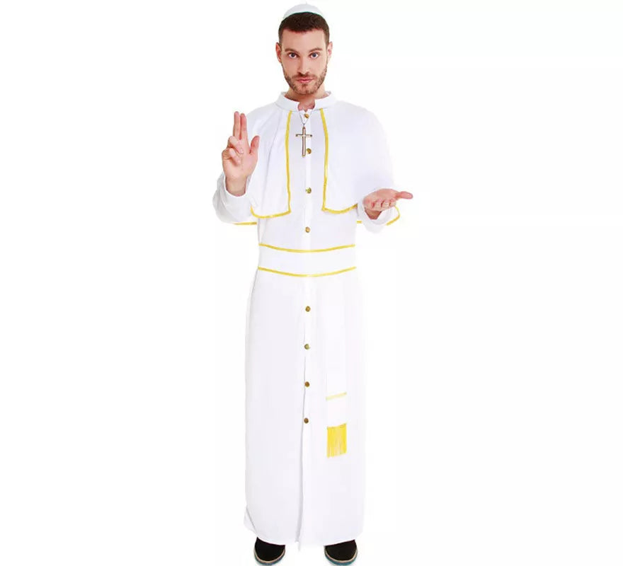 Translation missing: fr.Disfraz de Papa Blanco y Dorado para hombre