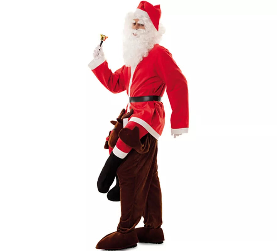 Translation missing: fr.Disfraz de Papá Noel a hombros de Reno para adultos