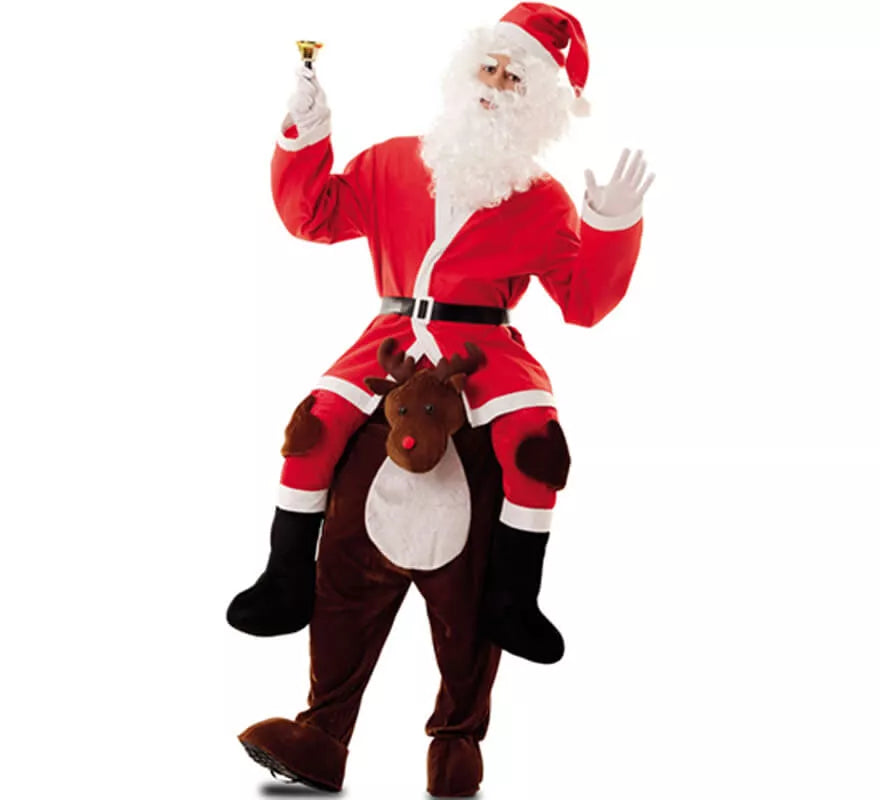 Disfraz de Papá Noel a hombros de Reno para adultos