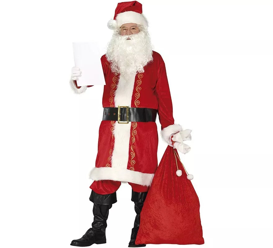 Translation missing: fr.Disfraz de Papá Noel rojo tradicional con gorro para hombre