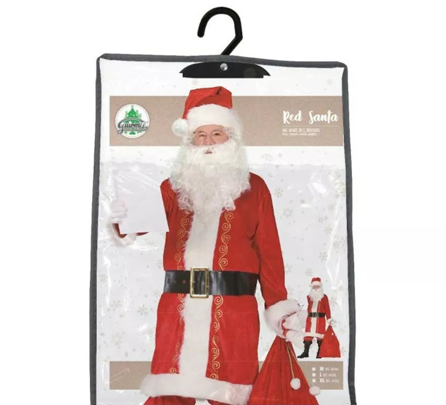 Translation missing: fr.Disfraz de Papá Noel rojo tradicional con gorro para hombre