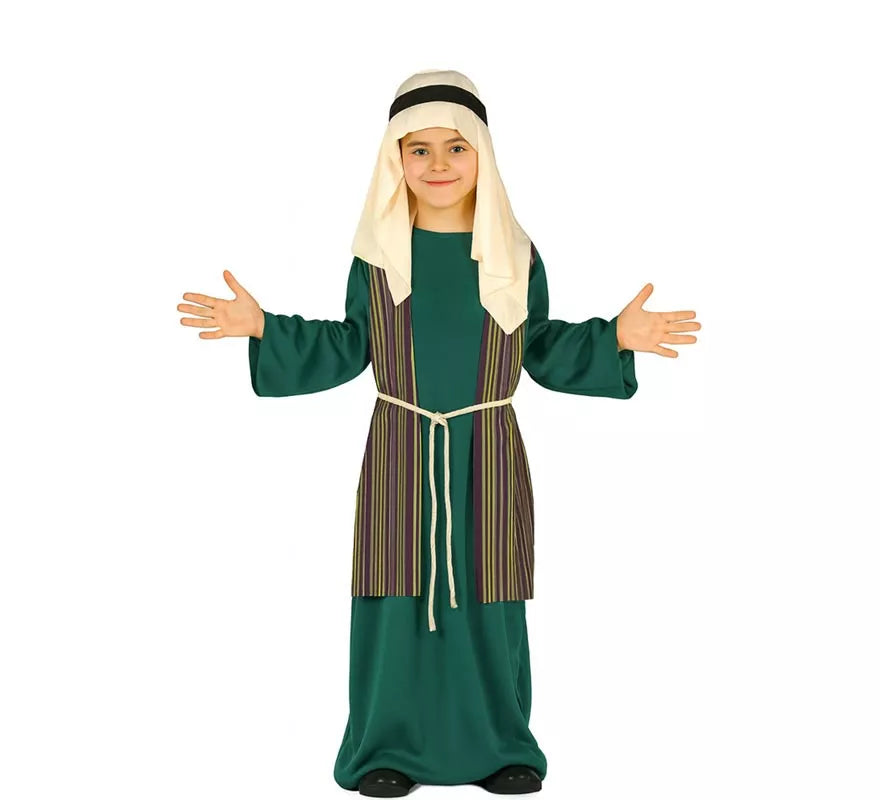 Translation missing: fr.Disfraz de Pastor Hebreo verde para niño