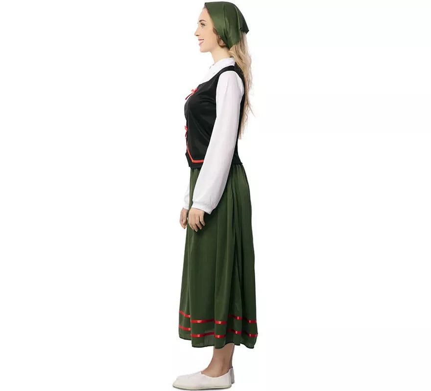 Translation missing: es.Disfraz de Pastora verde con pañuelo para mujer