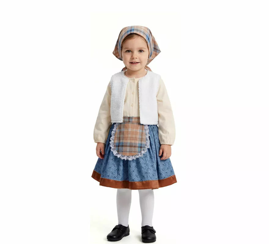 Translation missing: fr.Disfraz de Pastorcita con Pañuelo a cuadros para niña