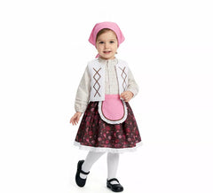 Déguisement de petit berger avec écharpe rose fille