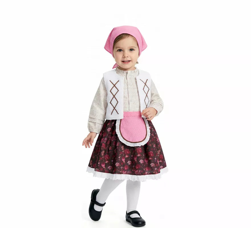 Translation missing: fr.Disfraz de Pastorcita con Pañuelo rosa para niña