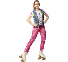Costume de patineuse des années 90 avec gilet pour femme