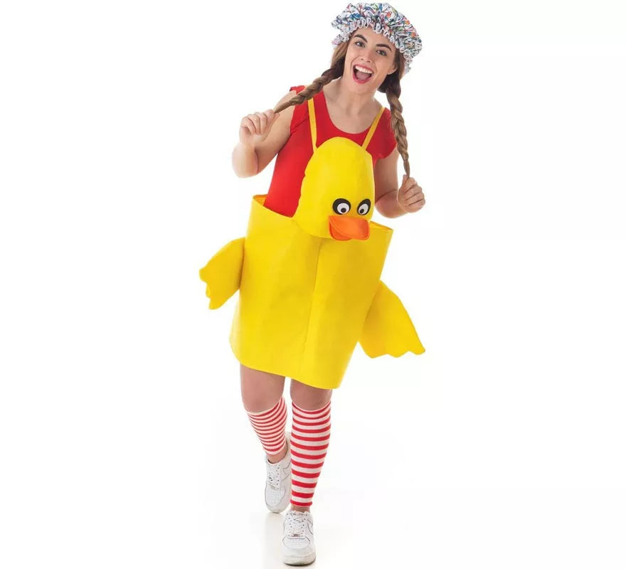 Translation missing: fr.Disfraz de Patito amarillo con tirantes para adulto
