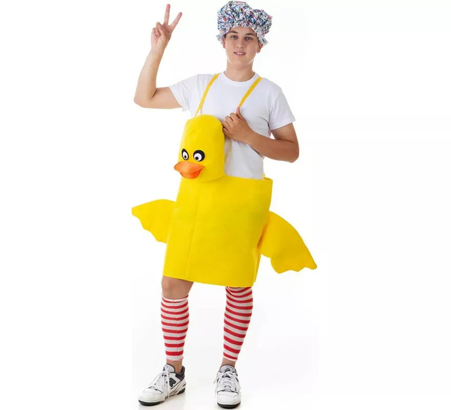 Translation missing: fr.Disfraz de Patito amarillo con tirantes para adulto
