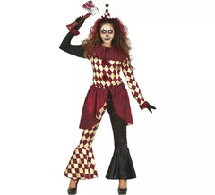 Déguisement clown d'horreur à carreaux femme