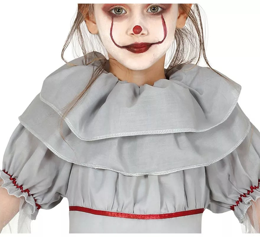 Translation missing: fr.Disfraz de Payasa del Miedo Gris para niña