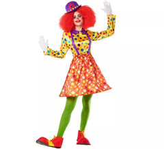 Costume de clown à pois avec mini-jupe pour femme