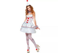 Blanc Clown mauvais costume pour les femmes