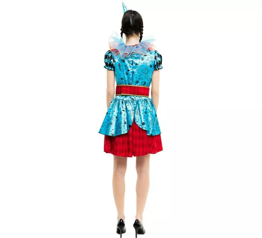 Translation missing: fr.Disfraz de Payasa Maniaca azul y rojo para mujer