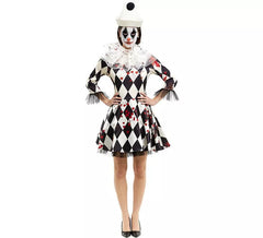 Déguisement de clown tueur Pierrot avec chapeau pour femme