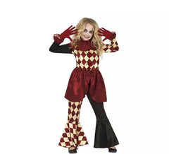 Déguisement clown effrayant à carreaux fille