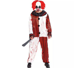 Déguisement de clown rayé avec du sang pour homme