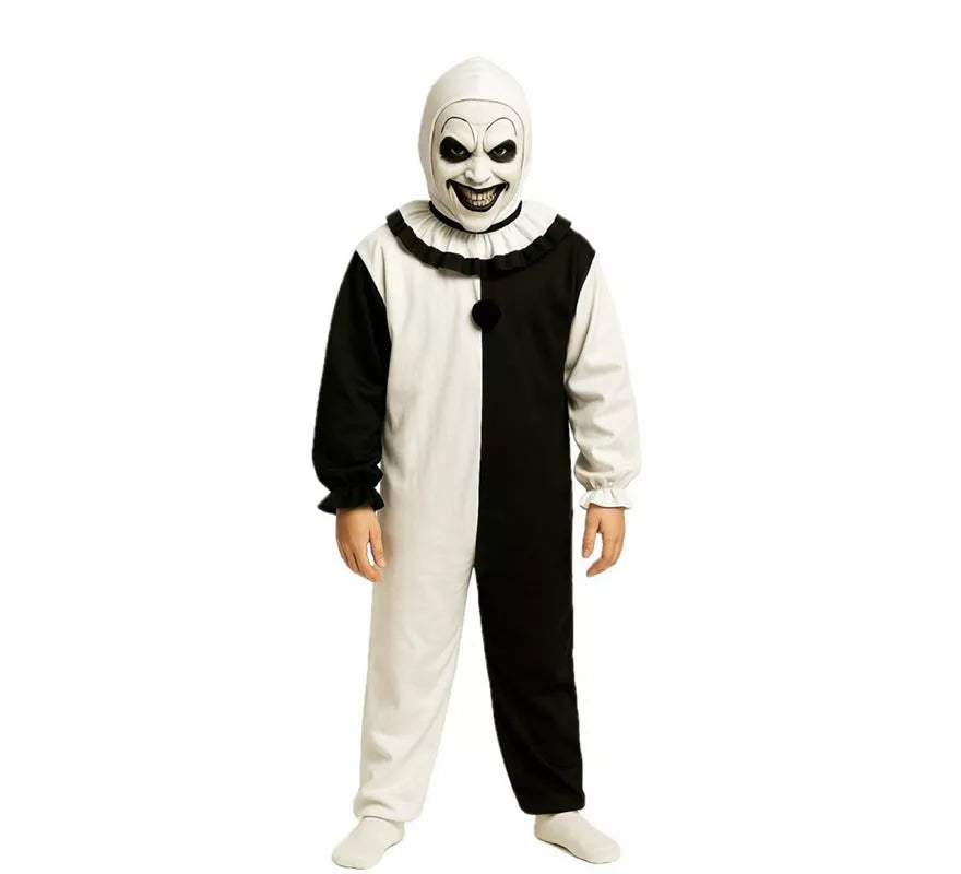 Translation missing: fr.Disfraz de Payaso Asesino blanco y negro para niño