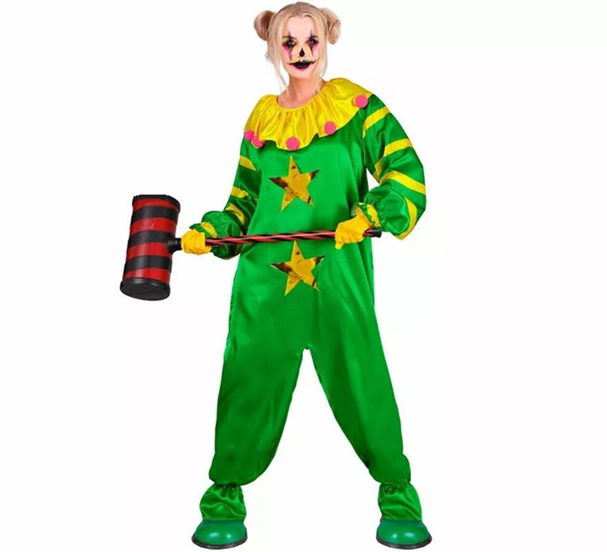 Translation missing: fr.Disfraz de Payaso Asesino del Espacio Exterior verde para adultos