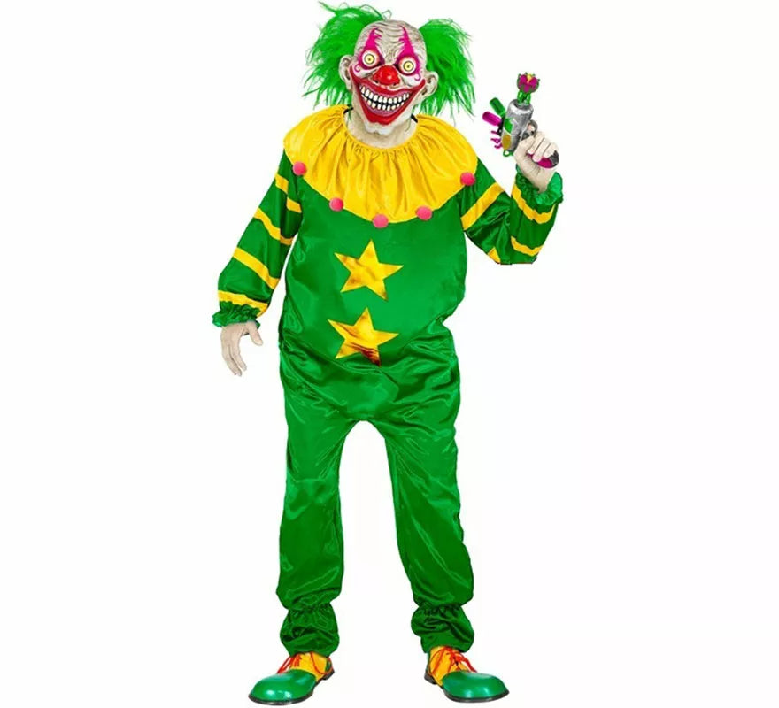 Translation missing: fr.Disfraz de Payaso Asesino del Espacio Exterior verde para adultos