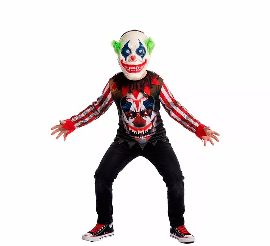 Disfraz de Payaso Asesino Sonriente con Máscara para niño