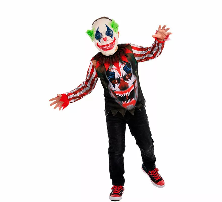 Disfraz de Payaso Asesino Sonriente con Máscara para niño