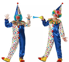 Déguisement de Clown bleu à pois colorés pour enfant
