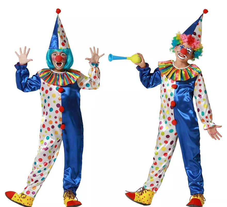 Translation missing: fr.Disfraz de Payaso azul con lunares coloridos para niños