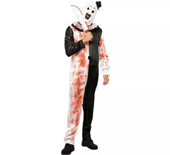 Déguisement de clown noir et blanc avec faux sang pour homme