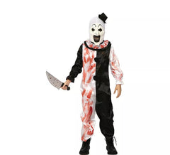 Déguisement de clown noir et blanc avec faux sang pour enfant
