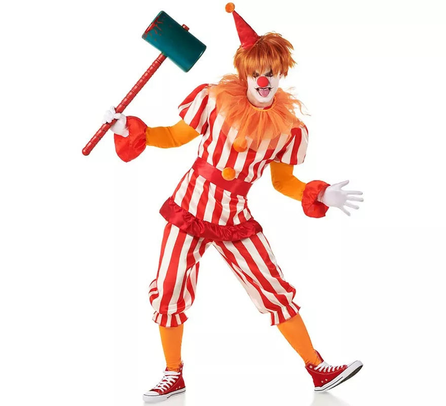 Translation missing: fr.Disfraz de Payaso de Circo rojo y blanco para hombre