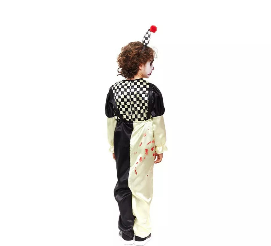 Translation missing: fr.Disfraz de Payaso Horror a cuadros negro y blanco para niño