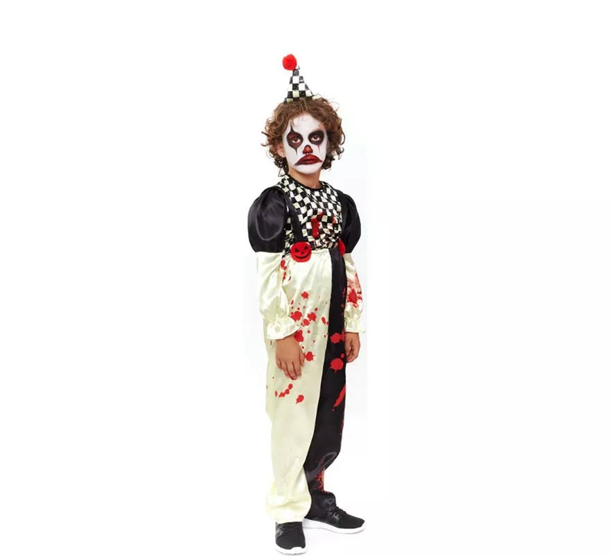 Translation missing: fr.Disfraz de Payaso Horror a cuadros negro y blanco para niño
