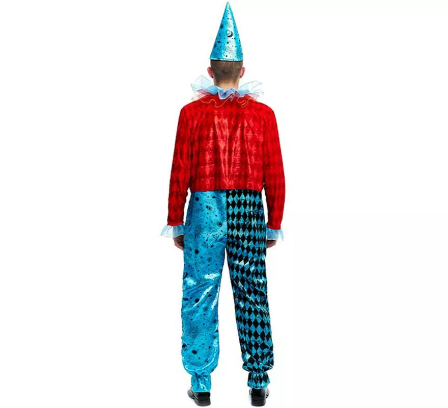 Translation missing: fr.Disfraz de Payaso Maniaco azul y rojo para hombre