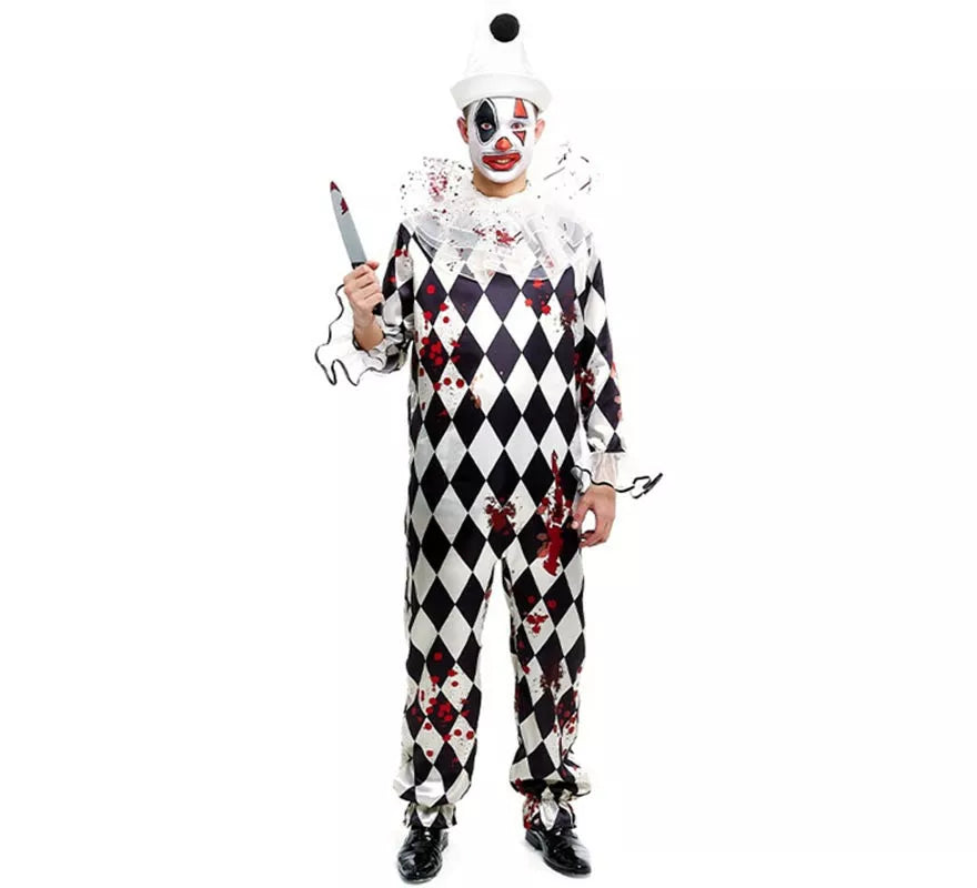 Translation missing: fr.Disfraz de Payaso Pierrot Asesino con gorro para hombre