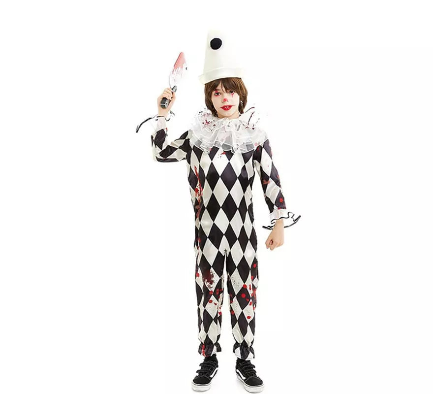 Translation missing: fr.Disfraz de Payaso Pierrot Asesino con gorro para niño