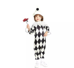 Déguisement de Clown Pierrot Diamant avec chapeau pour bébé et enfant