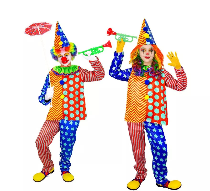 Translation missing: fr.Disfraz de Payaso rayas y lunares para niños y adolescente