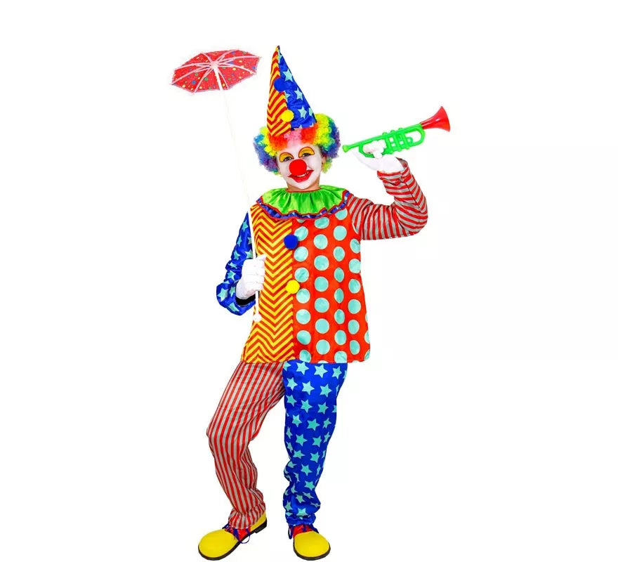 Translation missing: fr.Disfraz de Payaso rayas y lunares para niños y adolescente