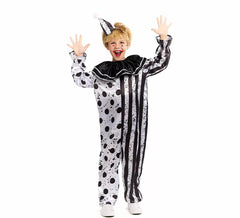 Costume de clown effrayant noir et blanc pour enfants