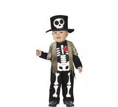 Déguisement petit squelette avec chapeau bébé