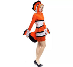 Déguisement de poisson orange et blanc femme