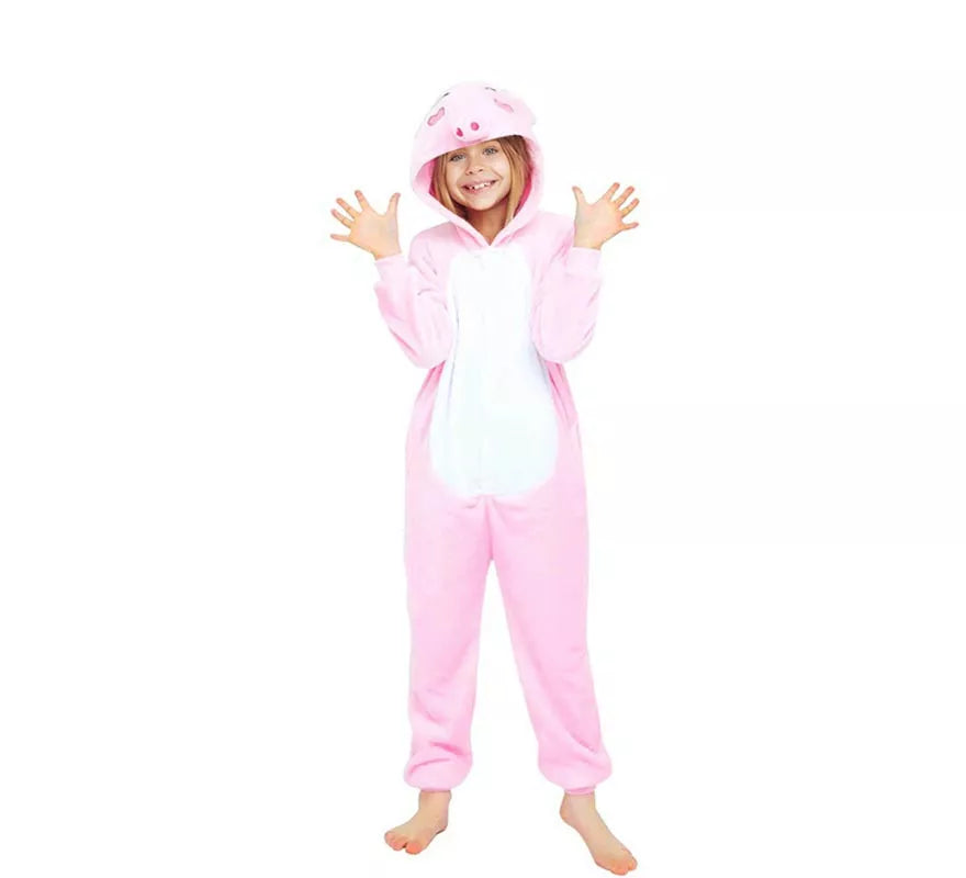Translation missing: fr.Disfraz de Pijama Cerdo rosa con capucha para niña
