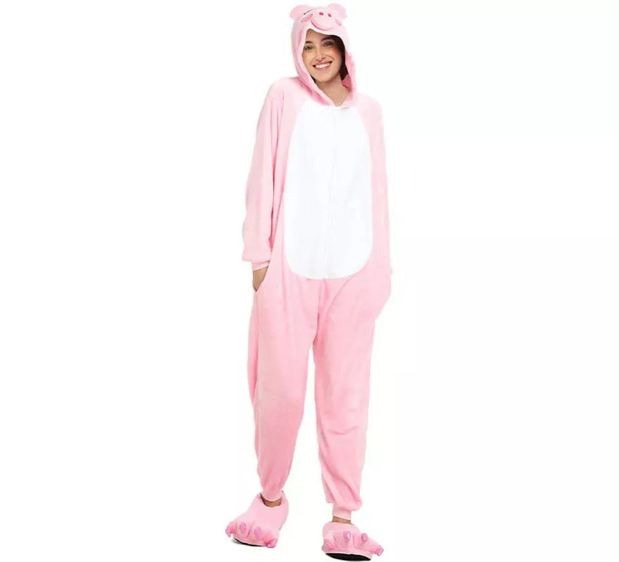 Translation missing: fr.Disfraz de Pijama Cerdo rosa suave para adultos