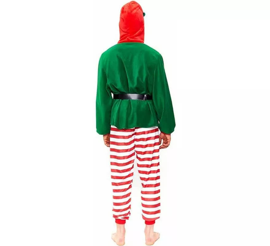 Translation missing: fr.Disfraz de Pijama Elfo a rayas rojo para hombre