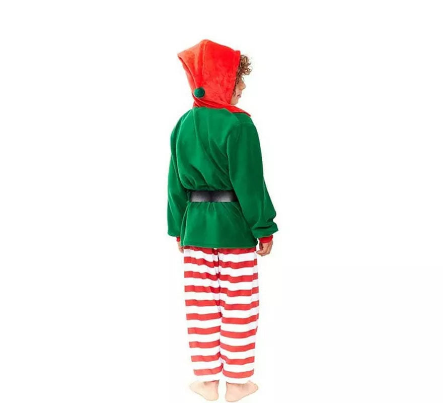 Translation missing: fr.Disfraz de Pijama Elfo verde a rayas para niño
