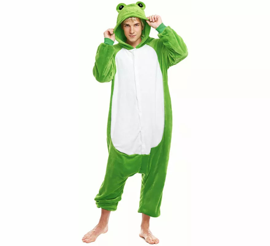 Translation missing: fr.Disfraz de Pijama Rana verde con ojos para adultos