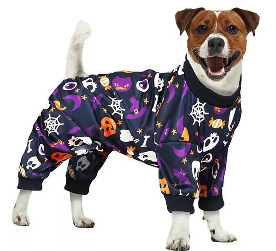 Disfraz de Pijama Truco o Trato púrpura para perro