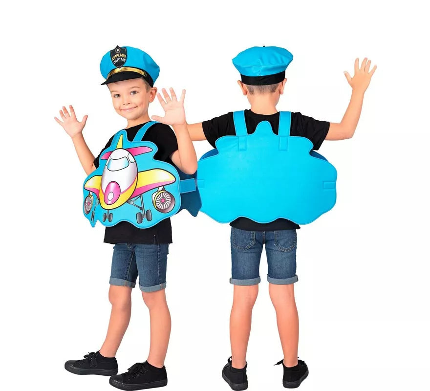 Translation missing: fr.Disfraz de Piloto azul Avión con gorro para niños