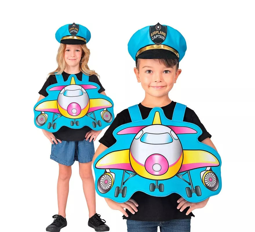 Translation missing: fr.Disfraz de Piloto azul Avión con gorro para niños